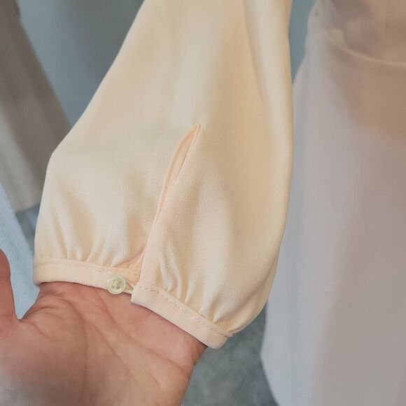 J. Crew Wrap Dress Crepe Cream Pink Tie Waist Long Sleeves Size 10T - Picture 6 of 13